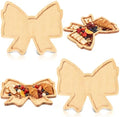 2 Pcs Bow Charcuterie Boards Bowtie Pine Wood Serving Tray Platters in 11.69x10.24 Inch in Natural