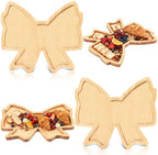 2 Pcs Bow Charcuterie Boards Bowtie Pine Wood Serving Tray Platters in 11.69x10.24 Inch in Natural