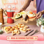 2 Pcs Bow Charcuterie Boards Bowtie Pine Wood Serving Tray Platters in 11.69x10.24 Inch in Natural, alternate view 5
