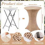 2 Pcs Burlap Fitted Stretch Cocktail Table Cover, alternate view 3