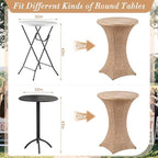 2 Pcs Burlap Fitted Stretch Cocktail Table Cover, alternate view 4
