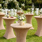 2 Pcs Burlap Fitted Stretch Cocktail Table Cover, alternate view 5
