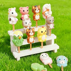 2 Pcs Cake Pop Stand with 50 Pcs 2 mm Lollipop Sticks 3 Tier 12 Holes White Wooden Rectangle Candy Display, alternate view 2