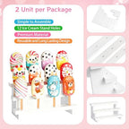 2 Pcs Cake Pop Stand with 50 Pcs 2 mm Lollipop Sticks 3 Tier 12 Holes White Wooden Rectangle Candy Display, alternate view 4