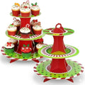 2 Pcs Christmas Cupcake Stand 3 Tier in Green