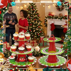 2 Pcs Christmas Cupcake Stand 3 Tier in Green, alternate view 2