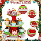 2 Pcs Christmas Cupcake Stand 3 Tier in Green, alternate view 4