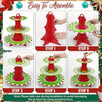 2 Pcs Christmas Cupcake Stand 3 Tier in Green, alternate view 5