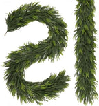2 PCS Christmas Garland Norfolk Pine Garland Real Touch Faux Christmas Greenery Xmas Garland for Mantle, Table