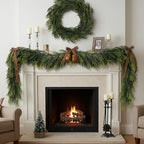 2 PCS Christmas Garland Norfolk Pine Garland Real Touch Faux Christmas Greenery Xmas Garland for Mantle, Table, alternate