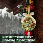 2 PCS Christmas Mistletoe Decoration Artificial Mistletoe Hanging Crystal Ornament Kissing Ball with Berry Bow, alternate