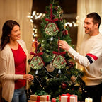 2 PCS Christmas Mistletoe Decoration Artificial Mistletoe Hanging Crystal Ornament Kissing Ball with Berry Bow, alternate