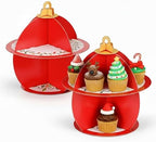 2 Pcs Christmas Red Cupcake Stand 2 Tier in Red