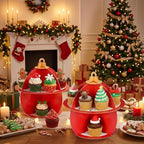 2 Pcs Christmas Red Cupcake Stand 2 Tier in Red, alternate view 2