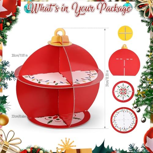 2 Pcs Christmas Red Cupcake Stand 2 Tier in Red, alternate view 3