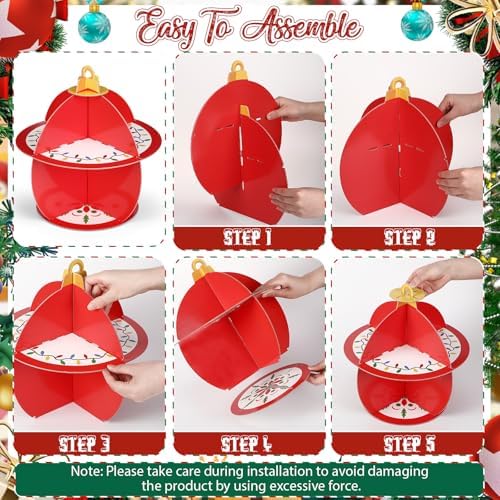 2 Pcs Christmas Red Cupcake Stand 2 Tier in Red, alternate view 5