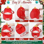 2 Pcs Christmas Red Cupcake Stand 2 Tier in Red, alternate view 5
