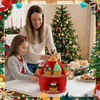 2 Pcs Christmas Red Cupcake Stand 2 Tier in Red, alternate view 7