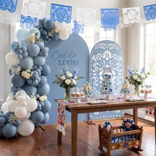 2 Pcs Cielito Lindo Arch Cover, Blue, 6ft 7.2ft in 2.6 ft x 6 ft and 4 ft x 7.2 ft in Blue, alternate view 2