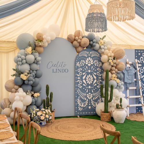 2 Pcs Cielito Lindo Arch Cover, Blue, 6ft 7.2ft in 2.6 ft x 6 ft and 4 ft x 7.2 ft in Blue, alternate view 4