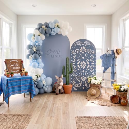 2 Pcs Cielito Lindo Arch Cover, Blue, 6ft 7.2ft in 2.6 ft x 6 ft and 4 ft x 7.2 ft in Blue, alternate view 5