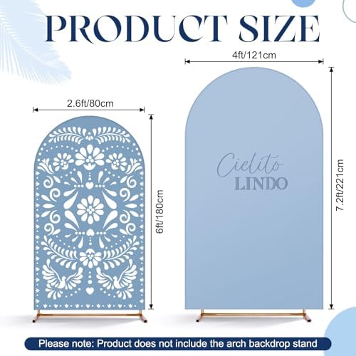 2 Pcs Cielito Lindo Arch Cover, Blue, 6ft 7.2ft in 2.6 ft x 6 ft and 4 ft x 7.2 ft in Blue, alternate view 6