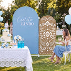 2 Pcs Cielito Lindo Arch Cover, Blue, Brown, 6ft 7.2ft in 2.6 x 6 ft and 4 x 7.2 ft in Blue and Brown, alternate view 5