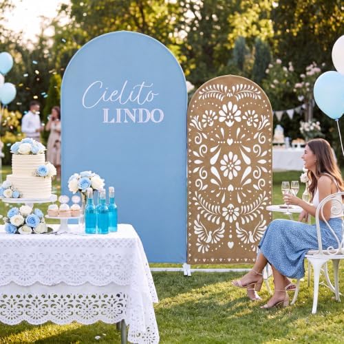2 Pcs Cielito Lindo Arch Cover, Blue, Brown, 6ft 7.2ft in 2.6 x 6 ft and 4 x 7.2 ft in Blue and Brown, alternate view 5