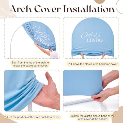 2 Pcs Cielito Lindo Arch Cover, Blue, Brown, 6ft 7.2ft in 2.6 x 6 ft and 4 x 7.2 ft in Blue and Brown, alternate view 7