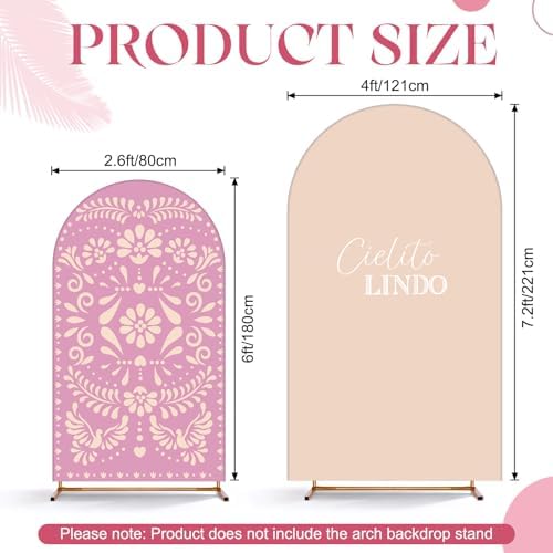 2 Pcs Cielito Lindo Arch Cover, Pink, 6ft 7.2ft in 2.6 x 6 ft and 4 x 7.2 ft in Dusty Pink, alternate view 2