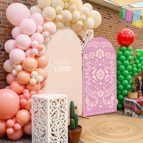 2 Pcs Cielito Lindo Arch Cover, Pink, 6ft 7.2ft in 2.6 x 6 ft and 4 x 7.2 ft in Dusty Pink, alternate view 3
