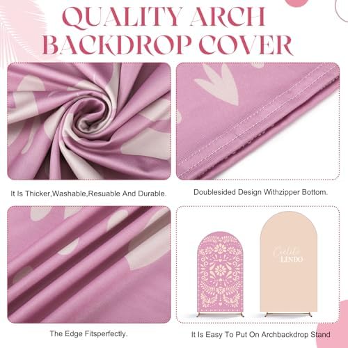 2 Pcs Cielito Lindo Arch Cover, Pink, 6ft 7.2ft in 2.6 x 6 ft and 4 x 7.2 ft in Dusty Pink, alternate view 5