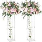 2 Pcs Clear Acrylic Vases Wedding Centerpieces for Tables,31.5in Flowers Risers for Display Column Flower
