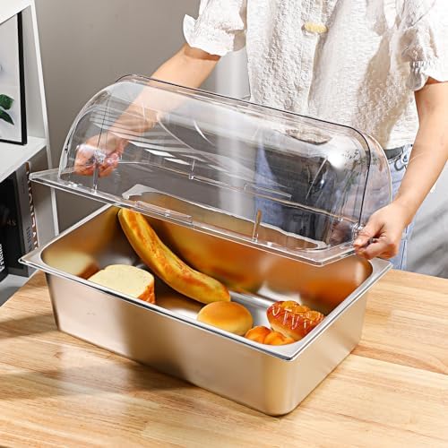 2 Pcs Clear Chafing Dish Covers Full Size Plastic Roll Top Chafing Dish Lid in clear, alternate view 2