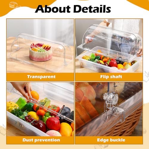 2 Pcs Clear Chafing Dish Covers Full Size Plastic Roll Top Chafing Dish Lid in clear, alternate view 5