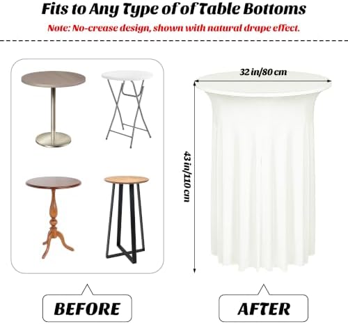 2 Pcs Cocktail Table Skirt 32 x 43 Spandex Table Cover, Ivory in Ivory, alternate view 3