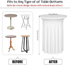 2 Pcs Cocktail Table Skirt 32 x 43 Spandex Table Cover, White in White, alternate view 3