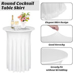 2 Pcs Cocktail Table Skirt 32 x 43 Spandex Table Cover, White in White, alternate view 4