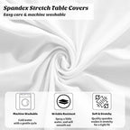 2 Pcs Cocktail Table Skirt 32 x 43 Spandex Table Cover, White in White, alternate view 5