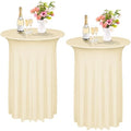 2 Pcs Cocktail Table Skirt 32x43 Spandex Table Cover, Champagne in Champagne