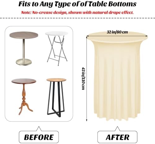 2 Pcs Cocktail Table Skirt 32x43 Spandex Table Cover, Champagne in Champagne, alternate view 3