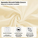 2 Pcs Cocktail Table Skirt 32x43 Spandex Table Cover, Champagne in Champagne, alternate view 5