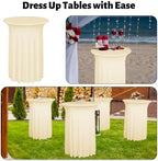 2 Pcs Cocktail Table Skirt 32x43 Spandex Table Cover, Champagne in Champagne, alternate view 6