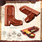 2 Pcs Cowboy Boot Serving Trays Western Theme Party Decorations Brown Plastic Boot Shaped Plates Dessert Platter, alternate