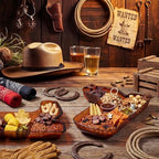 2 Pcs Cowboy Boot Serving Trays Western Theme Party Decorations Brown Plastic Boot Shaped Plates Dessert Platter, alternate