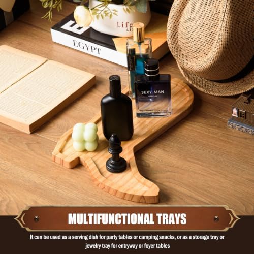 2 Pcs Cowboy Boots Charcuterie Boards Wooden Serving Tray Platters in 11.69x8.82 Inch in Natural, alternate view 5