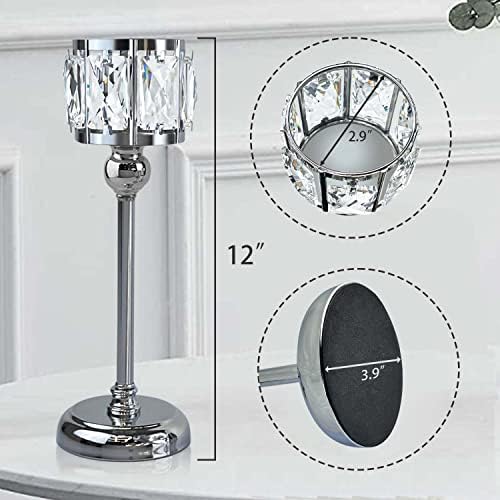 2 Pcs Crystal Bowl Tealight Candelabra Votive Candle Stand, Wedding centerpieces for Tables Crystal Candlestick, alternate