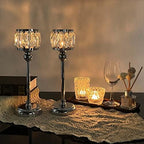 2 Pcs Crystal Bowl Tealight Candelabra Votive Candle Stand, Wedding centerpieces for Tables Crystal Candlestick, alternate