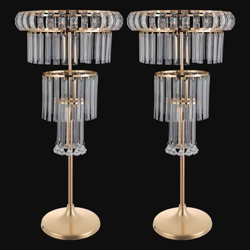 2 Pcs Crystal Flower Stand Wedding Centerpieces for Tables, 32in/82cm Height Flower Arrangement Holders Metal