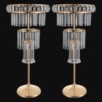 2 Pcs Crystal Flower Stand Wedding Centerpieces for Tables, 32in/82cm Height Flower Arrangement Holders Metal